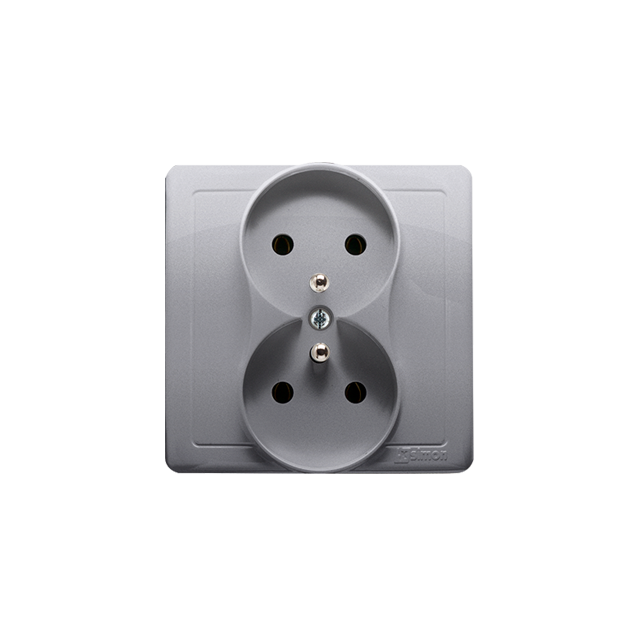 Simon Basic Gniazdo wtyczkowe z uziemieniem podwójne monoblok 16A 250V zaciski śrubowe stal inox *Kompletne - nie do ramek BMGZ2/21 KONTAKT