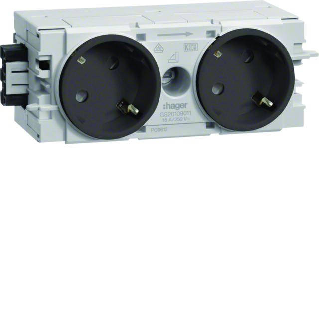 tehalit.WA Gniazdo SCHUKO 2-krotne 45st. WAGO C-profil antracyt GS20109011 HAGER