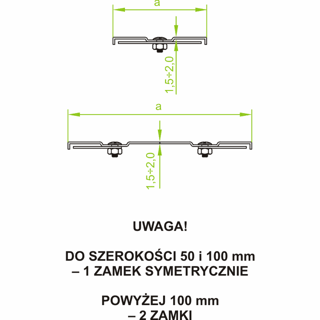 PZLZWC100 Pokrywa łuku wew. 90° z zamk. 2,0 mm