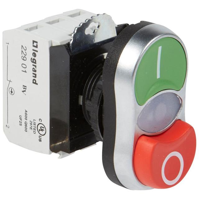 OSMOZ KOMPLET Z PODŚWIETLENIEM - GŁÓWKA PODWÓJNA ZIELONA - PŁASKA, CZERWONA - WYPUKŁA 24 V + UCHWYT