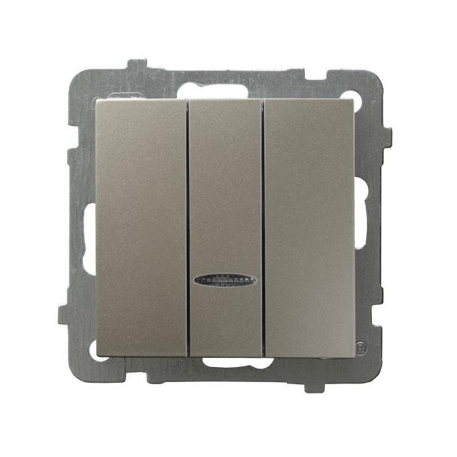 AS Łącznik potrójny z podświetleniem niebieskim - kolor satyna light