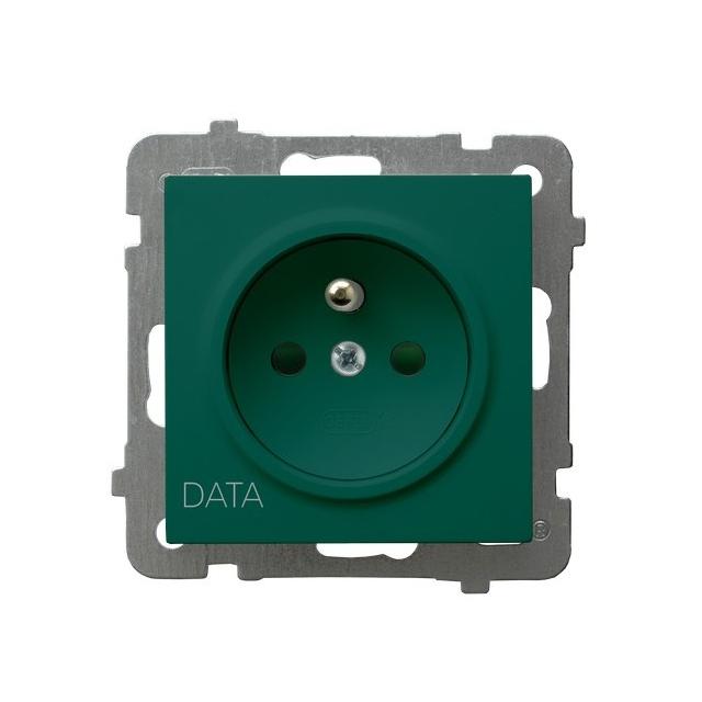 AS Gniazdo pojedyncze z uziemieniem DATA z przesłonami torów prądowych - kolor zielony