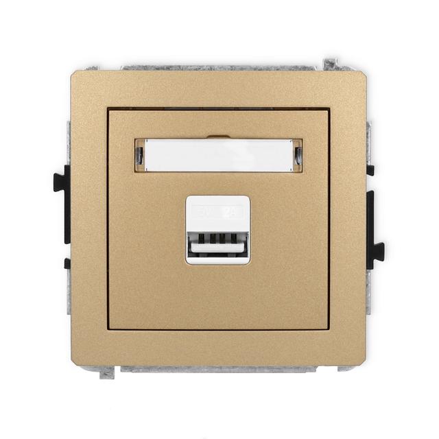 DECO Mechanizm ładowarki USB pojedynczej USB A, 10W max., 5V, 2A złoty metalik