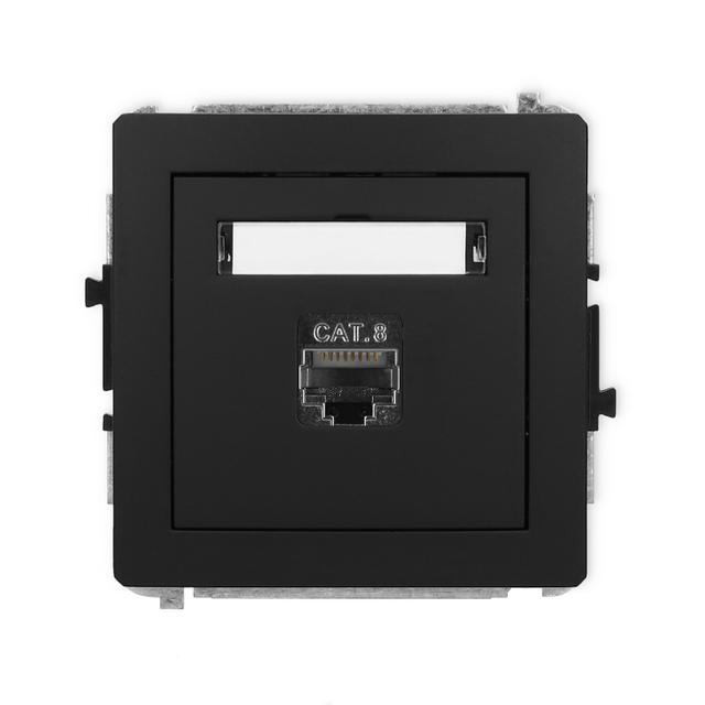 DECO Mechanizm gniazda komputerowego pojedynczego 1xRJ45, kat. 8, ekranowany, 8-stykowy czarny mat