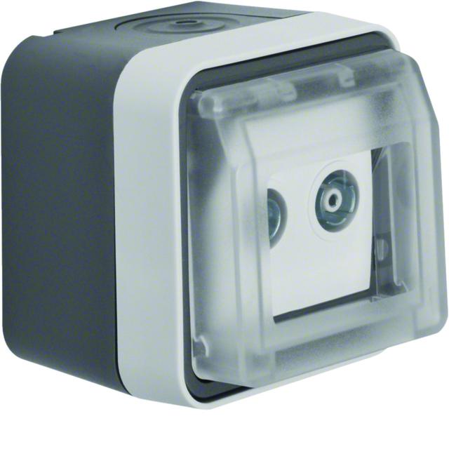 BERKER W.1 Gniazdo antracytenowe R+TV końcowe z pokrywą kompletne IP55 szary 12033515 HAGER