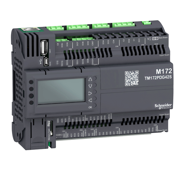 Modicon M172, Sterownik PLC HVAC, 12 DI, 12 AI, 12 DO, 6 AO, Wyświetlacz, Eth, CAN, RS485, USB miniA