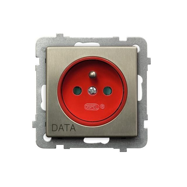 SONATA Gniazdo pojedyncze z uziemieniem DATA z przesłonami torów prądowych - kolor nowe srebro