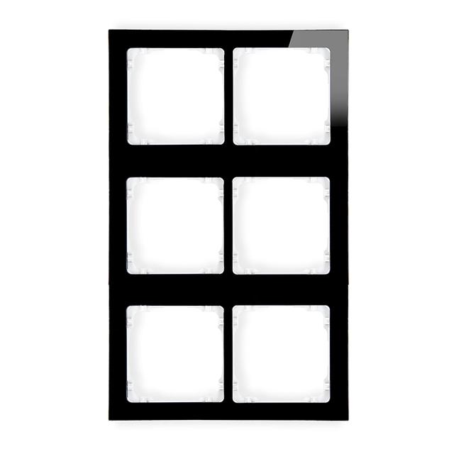 DECO Ramka modułowa 6 krotna (2 poziom, 3 pion) - efekt szkła (ramka czarna; spód biała)
