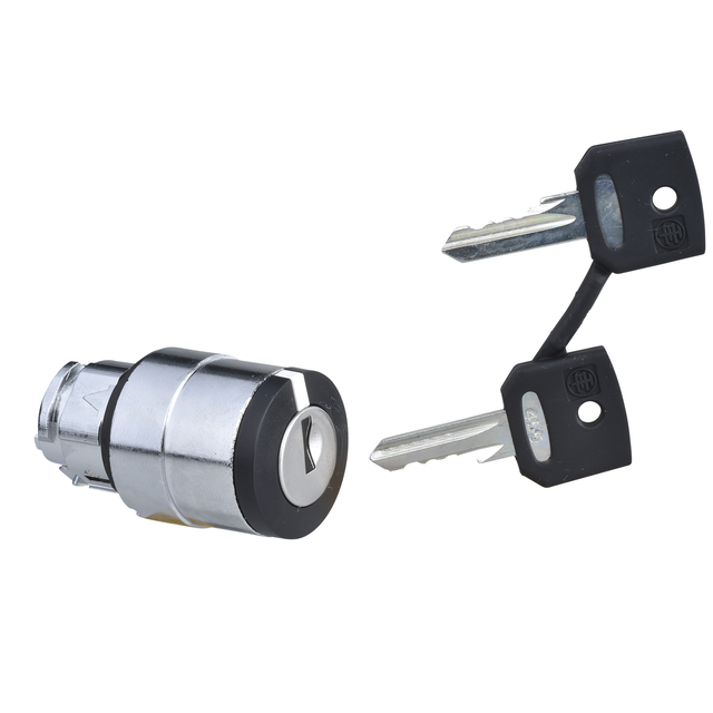 Harmony XB4 Przełącznik 3 położeniowy z kluczem samoczynnym powrotem czarny metalowy ZB4BG08 Schneider