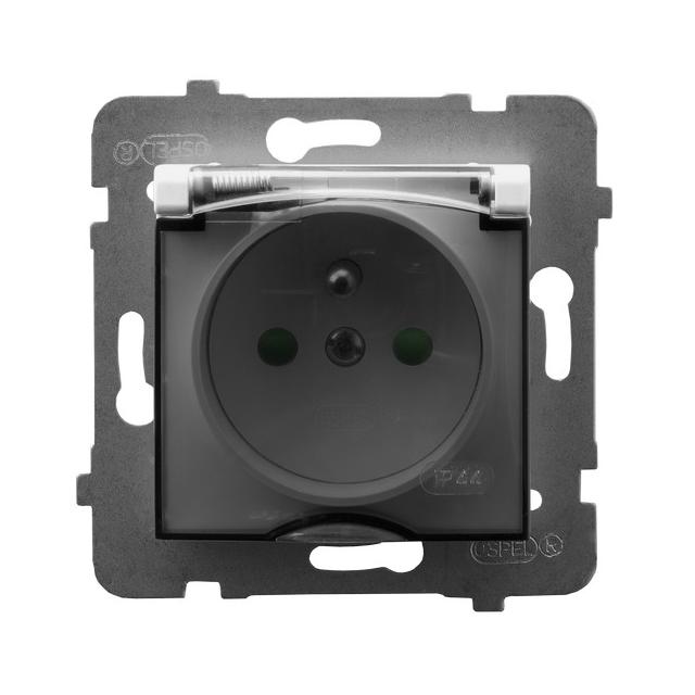 ARIA Gniazdo bryzgoszczelne z uziemieniem IP-44 z przesłonami torów prądowych wieczko przezroczyste