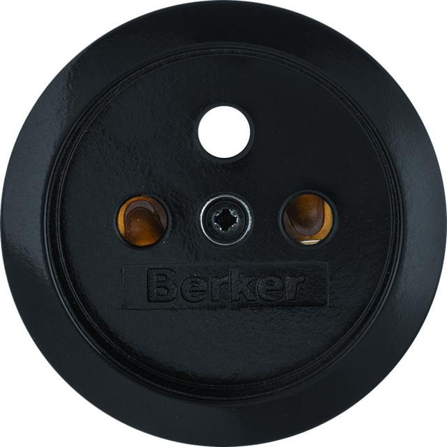 BERKER 1930/Glas Płytka czołowa do gniazda z uziemieniem czarna 39657901 HAGER