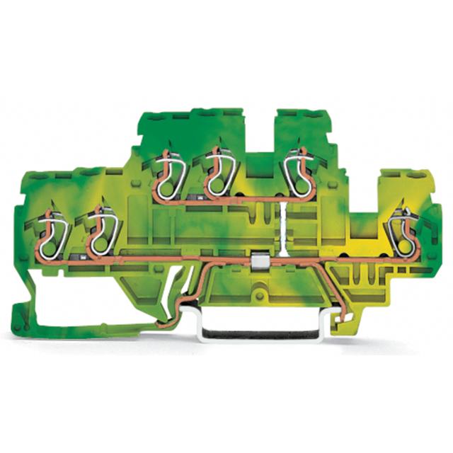 Złączka 2‑piętrowa PE 6‑przewodowa 2,5mm2 żółto‑zielona 870‑537 /50szt./ WAGO