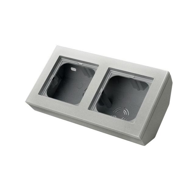 SONATA Puszka narożna podwójna, wyposażona w ramkę - kolor srebro mat