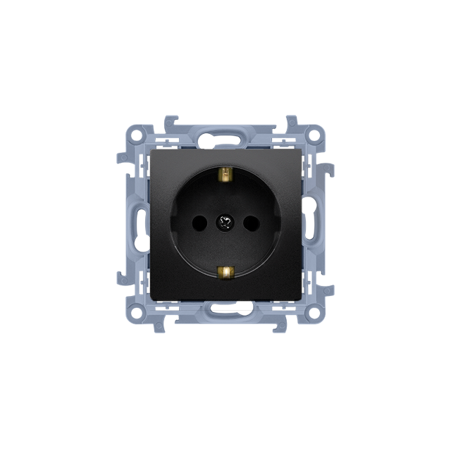 Simon 10 Gniazdo pojedyncze Schuko z. śrub. 6A czarny