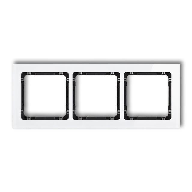 DECO Ramka uniwersalna potrójna - efekt szkła (ramka: biała; spód: czarny)