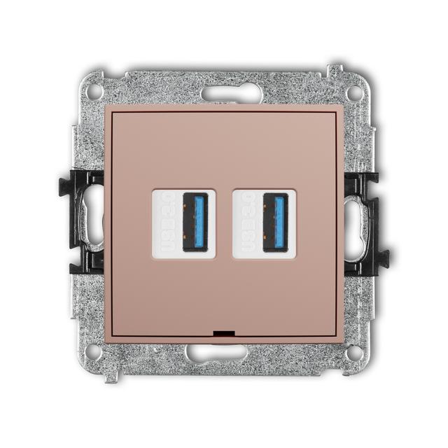 ICON Gniazdo podwójne 2xUSB typ A-A 3.0 łososiowy 62IGUSBBO-6 KARLIK