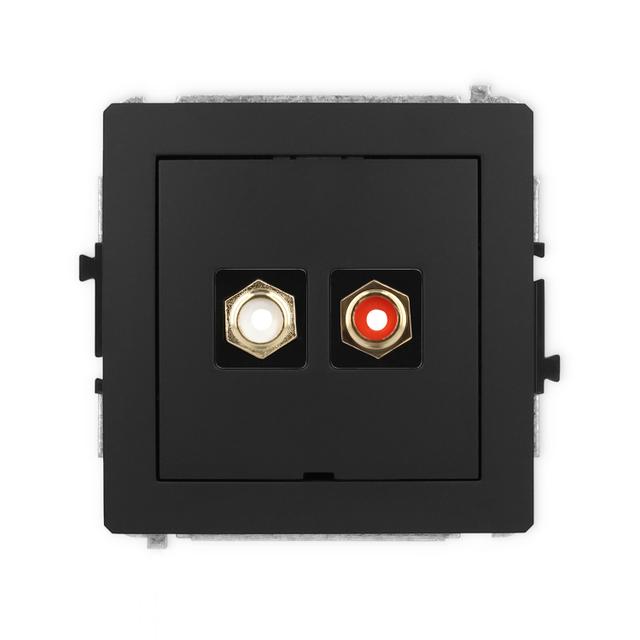 DECO Mechanizm gniazda podwójnego RCA, bez pola opisowego (typu cinch - biały i czerwony, pozłacany)