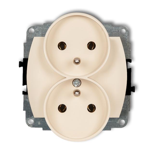TREND Mechanizm gniazda podwójnego do ramki poziomej z uziemieniem 2x(2P+Z) (przesłony torów prądowy
