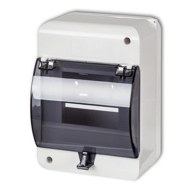 Obudowa bezpiecznikowa 5 modułowa z zerem i klapką biała