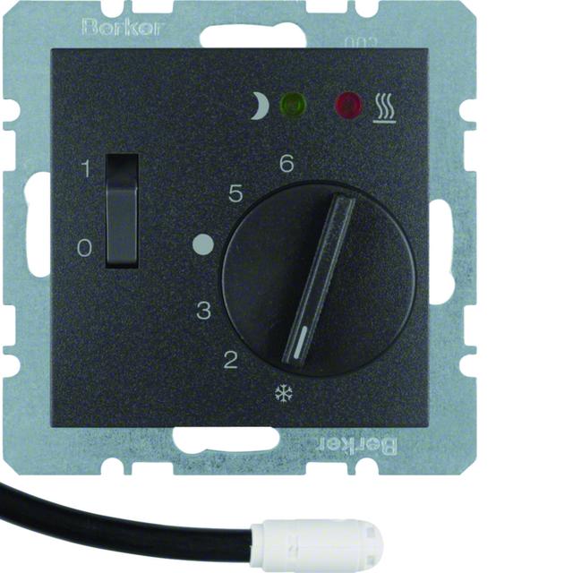 BERKER B.X Regulator temperatury podłogi z stykiem zwiernym elementem centralnym LED antracyt 203416