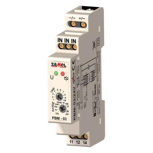 PRZEKAŹNIK BISTABILNY Z WYŁĄCZNIKIEM CZASOWYM 24V AC/DC TYP: PBM-03/24V