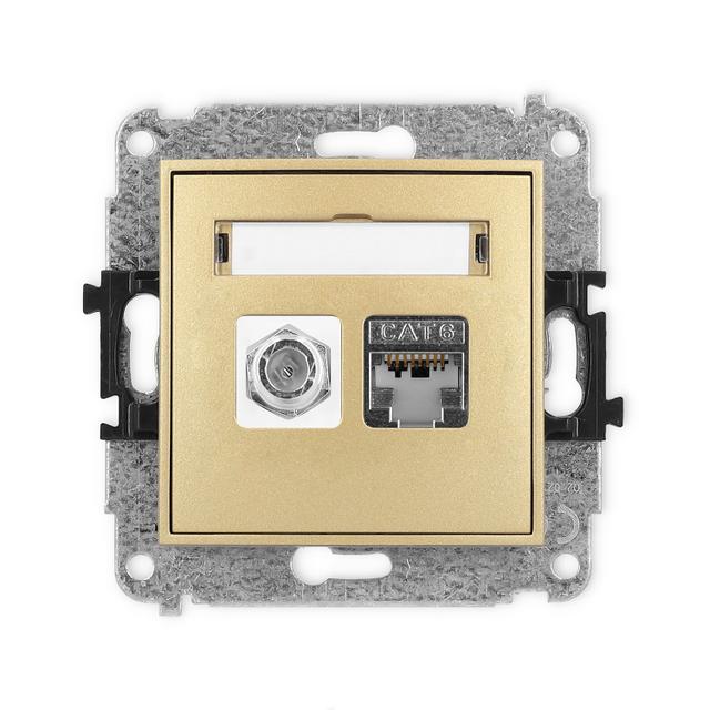 ICON Mechanizm gniazda antenowego poj. typu F (SAT) + gniazda komp. poj. 1xRJ45, kat. 6 ekranowany,