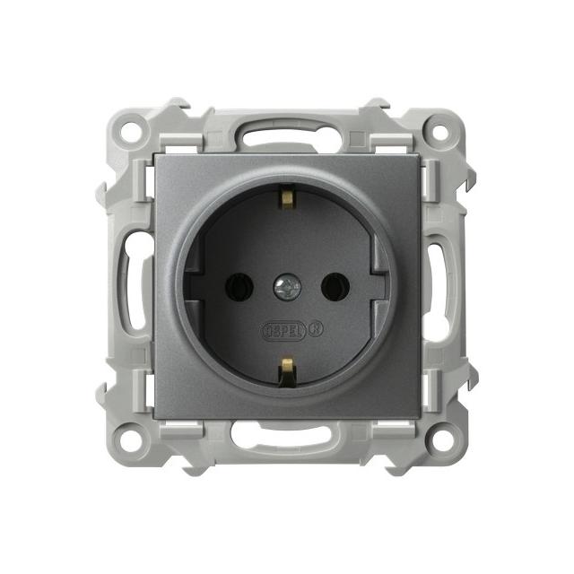 SZAFIR Gniazdo pojedyncze z uziemieniem schuko - kolor szary mat