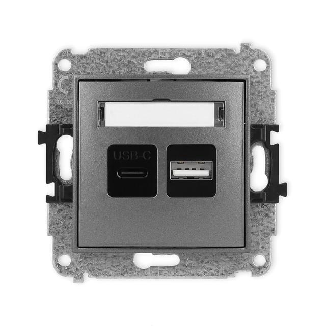 ICON Ładowarka USB podwójna USB C + USB A, 20W max. grafitowy 11ICUSB-8 KARLIK