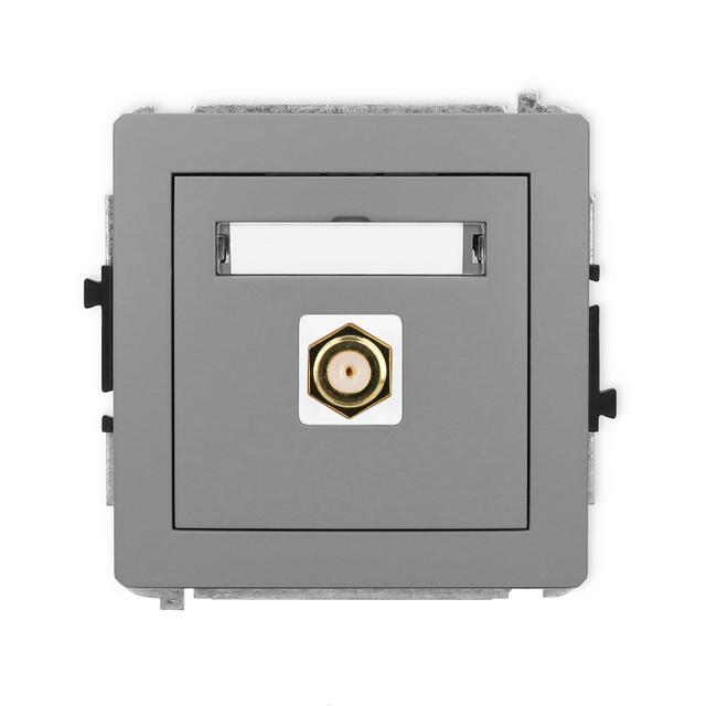 DECO Mechanizm gniazda antenowego pojedynczego typu F (SAT) pozłacany szary mat, 27DGF-1.1