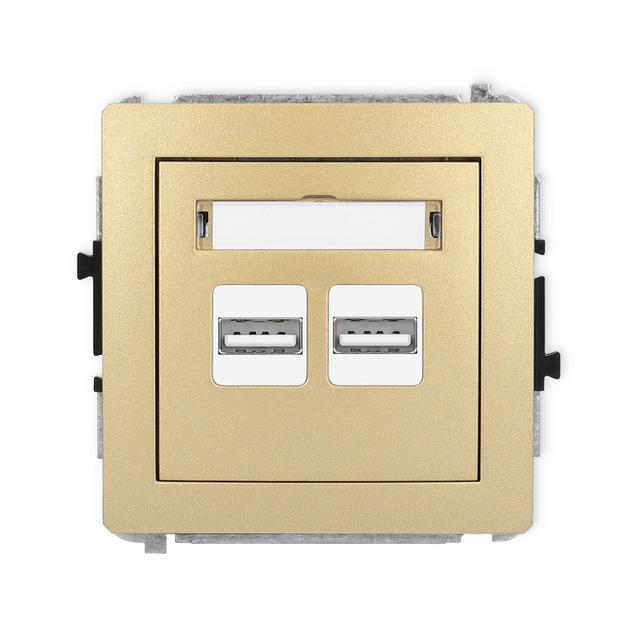 DECO Mechanizm ładowarki USB podwójnej 2xUSB A, 15,5W max., 5V, 3.1A złoty
