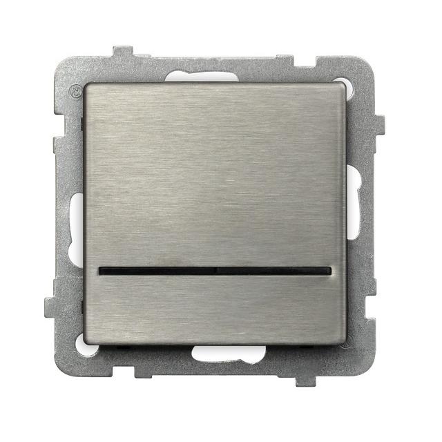 SONATA STAL INOX Łącznik pojedynczy jednobiegunowy z podświetleniem niebieskim kolor stal inox ŁP-1RMS/m/37 OSPEL