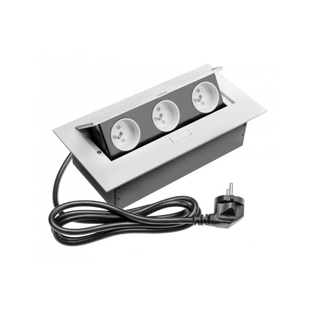PRZEDŁUŻACZ BIURKOWY 3X GNIAZDO Z UZIEMIENIEM, KABEL ZASILAJĄCY Z WTYCZKĄ, BIAŁY