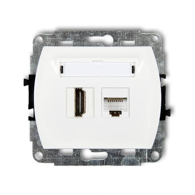 TREND Gniazdo pojedyncze HDMI 2.0, 4K + gniazda komp. poj. 1xRJ45, kat. 5e, 8-stykowy biały GHK GHK-45e KARLIK