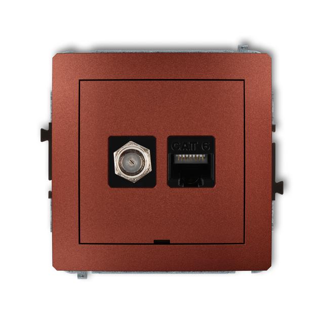 DECO Mechanizm gniazda antenowego poj. typu F (SAT) + gniazda komp. poj. 1xRJ45, kat. 6, 8-stykowy,