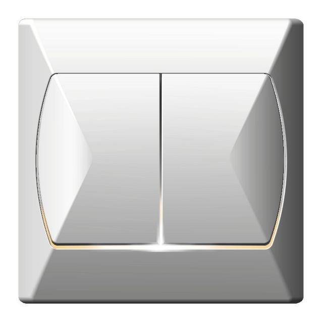 AKCENT Łącznik schodowy + jednobiegunowy z podświetleniem pomarańczowym - kolor biały