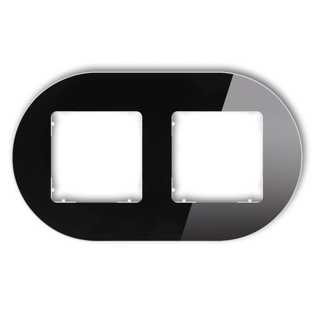 ICON Ramka uniwersalna podwójna okrągła - efekt szkła (ramka: czarna; spód: biały) czarny