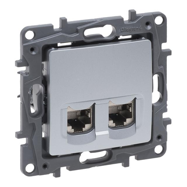 NILOE SELECTION - GNIAZDO 2 X RJ 45 KAT. 6 STP ALUMINIUM, Legrand