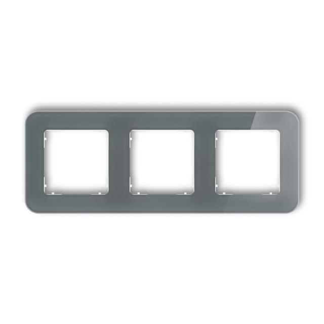 ICON Ramka uniwersalna potrójna zaokrąglona - efekt szkła (ramka: grafitowa; spód: biały) grafitowy