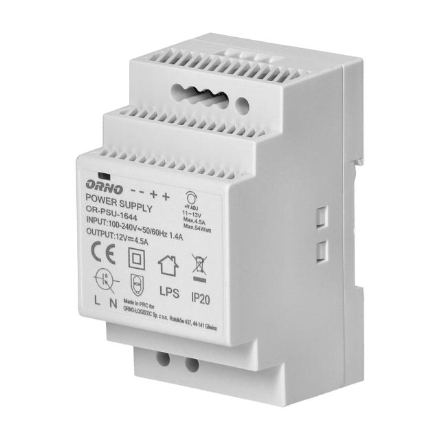 Zasilacz na szynę DIN 12VDC 4,5A 54W szerokość 3 moduły OR-PSU-1644 ORNO