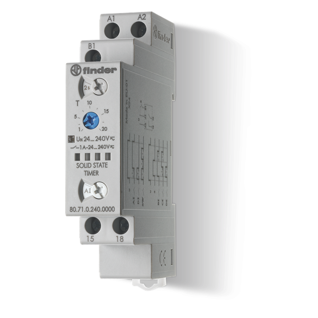 Przekaźnik czasowy modułowy serii 80: 1Z 1A 24…240V AC/DC 80.71.0.240.0000 /5szt./ FINDER