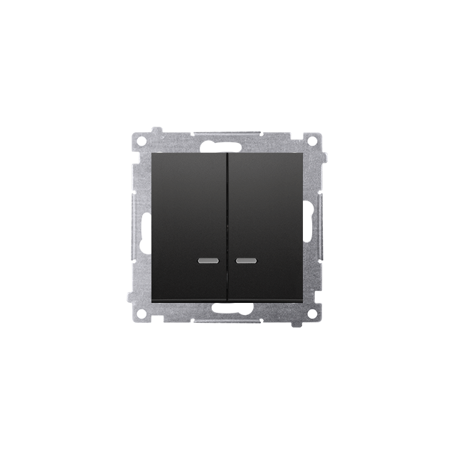 Simon 54 Łącznik świecznikowy z podświetleniem LED i do wersji IP44 16A 250V zaciski śrubowe czarny *Posiada wkładkę DU1W DW5ABL.01/49 KONTAKT