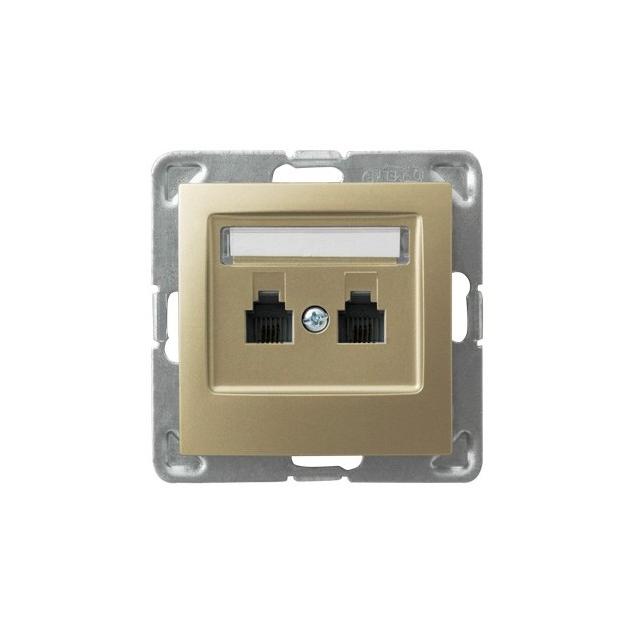 IMPRESJA Gniazdo telefoniczne podwójne równoległe - kolor złoty metalik