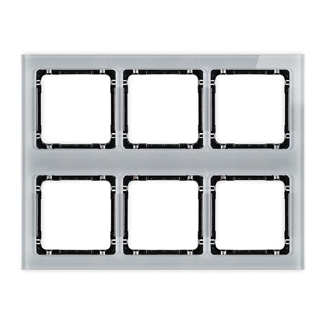 "DECO Ramka modułowa 6 krotna (3 poziom, 2 pion) - efekt szkła (ramka szara