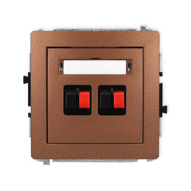 DECO Mechanizm gniazda głośnikowego podwójnego brązowy metalik