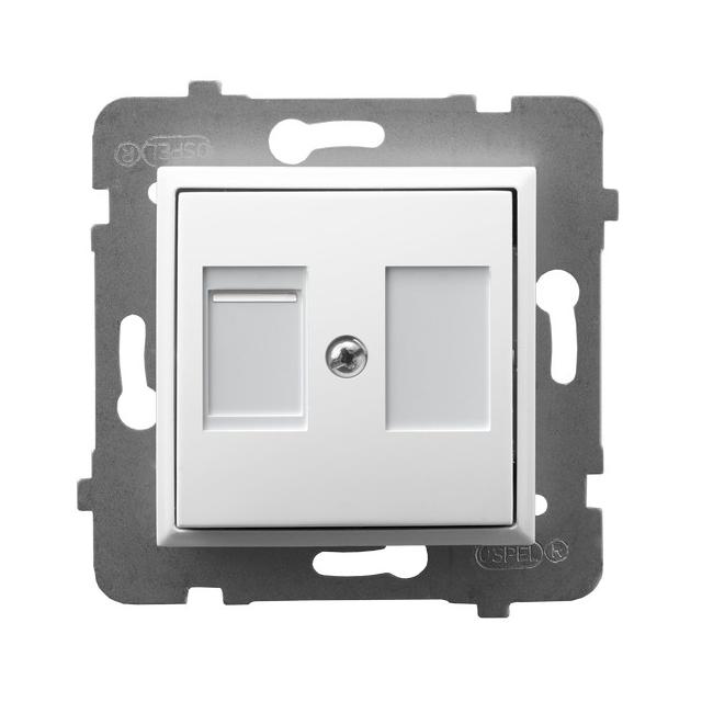 ARIA Obudowa gniazda pojedynczego z przesłoną typu Keystone prosta - kolor biały