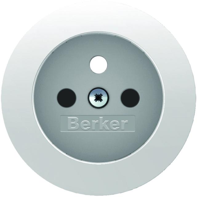 BERKER R.1/R.3 Płytka czołowa z przysłonami styków do gniazda z uziemieniem biały 3965762089 HAGER