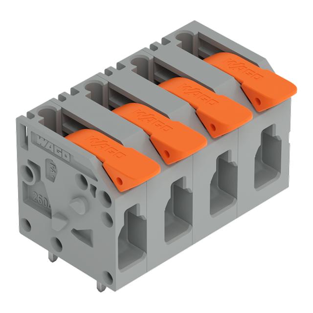 Złączka do płytek drukowanych dźwignia 4mm2 RM 7,5mm 4-bieg szara /70szt./ 2604-1304 WAGO