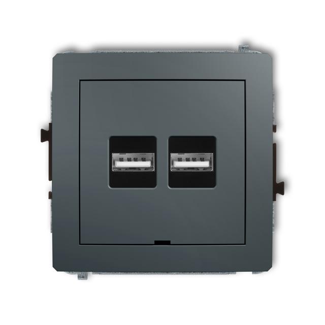 DECO Mechanizm ładowarki USB podwójnej 2xUSB A, 15,5W max., 5V, 3.1A, bez pola opisowego grafitowy m