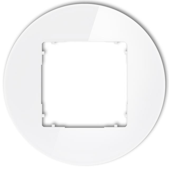 ICON Ramka uniwersalna pojedyncza okrągła - efekt szkła (ramka: biała; spód: biały) biały