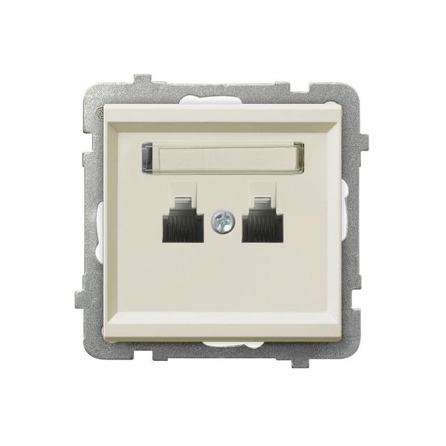 SONATA Gniazdo telefoniczne podwójne równoległe kolor ecru GPT-2RR/m/27 OSPEL